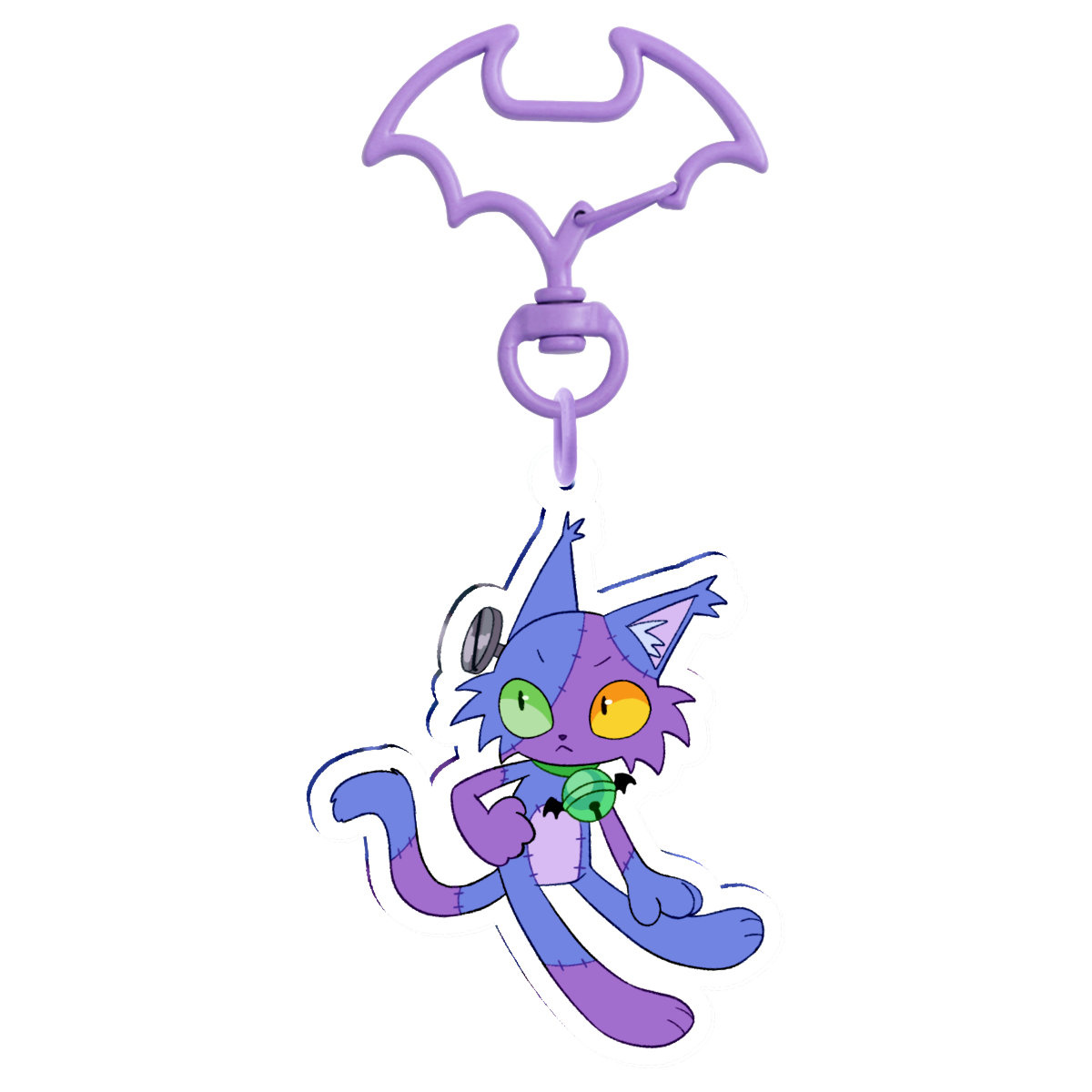 The purr-fect Halloween accessory: Frankenstein Cat Keychain