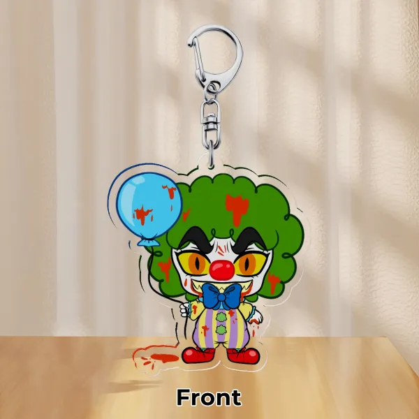 Scary Clown Halloween Chibi Clear Acrylic Keychain