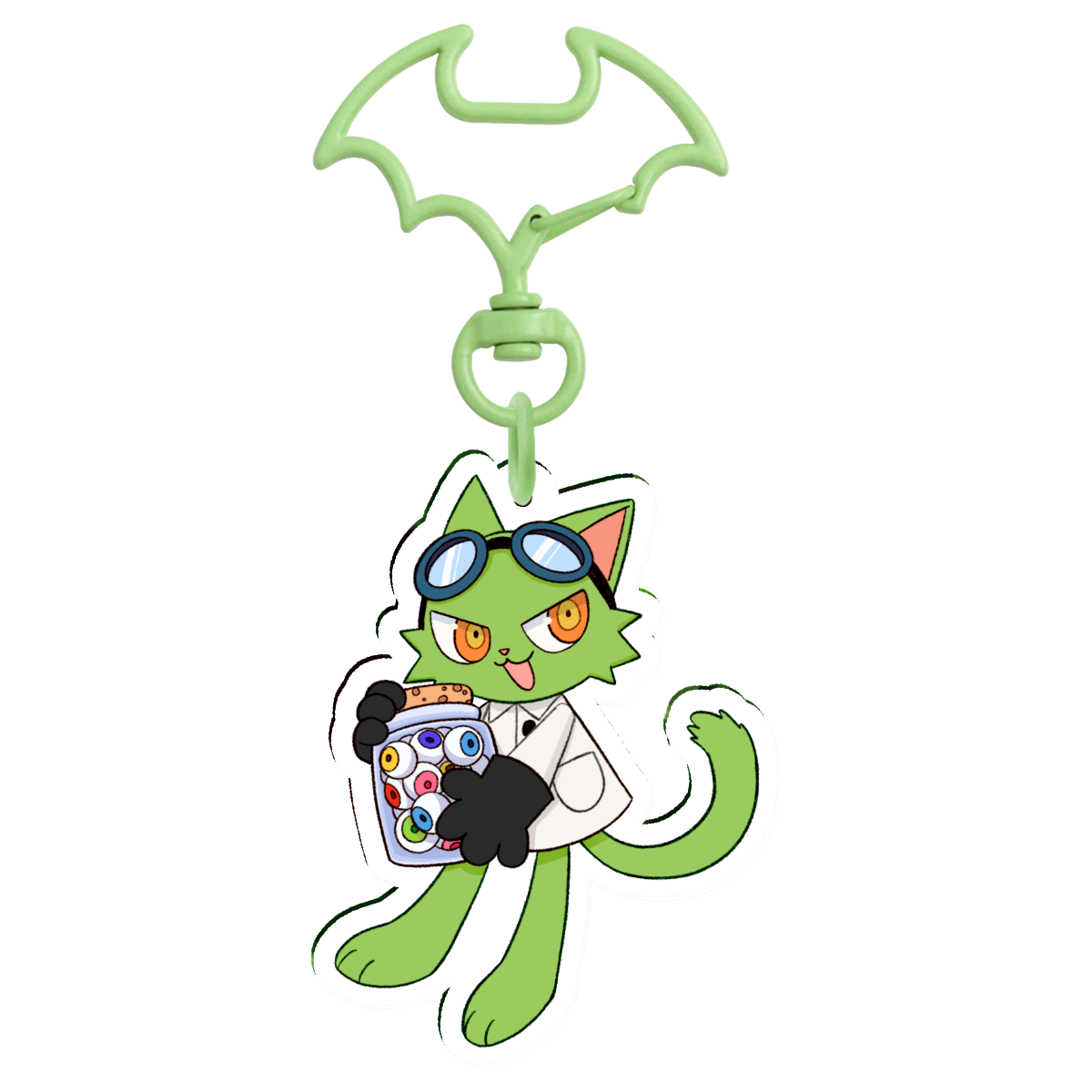 The purr-fect Halloween accessory: Dr. Mad Scientist Cat Keychain