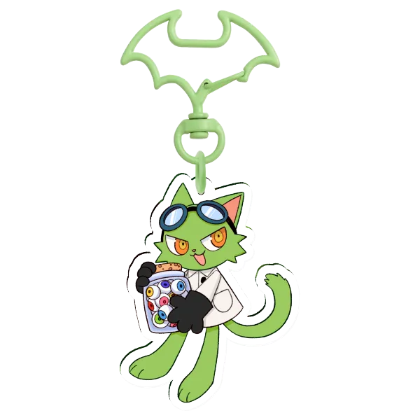 The purr-fect Halloween accessory: Dr. Mad Scientist Cat Keychain