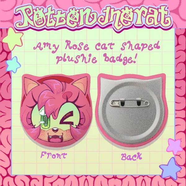 Amy Rose Cat Shaped Plush Badge