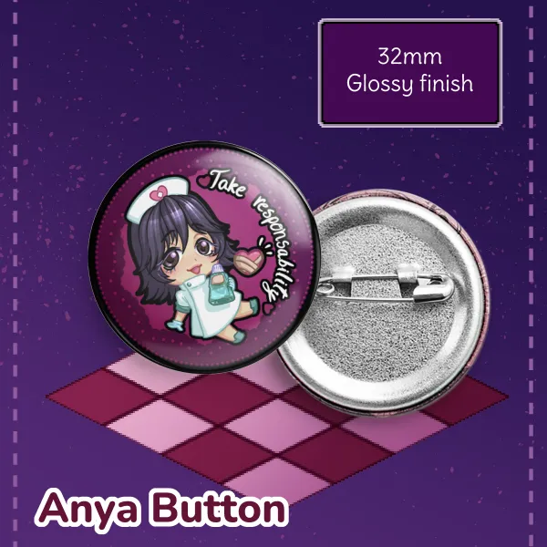 Anya Button Pin (Mouthwashing)