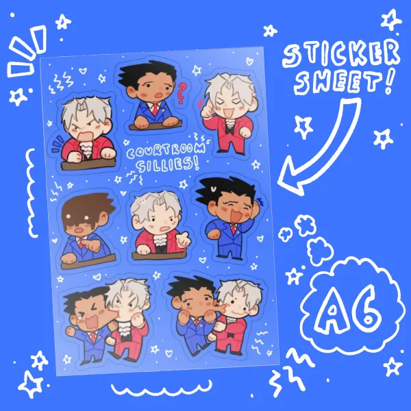 Courtroom sillies - Clear Transparent PET Vinyl Sticker Sheet