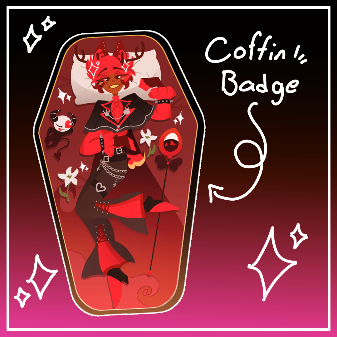 Hazbin Hotel | Alastor Halloween Coffin Badge