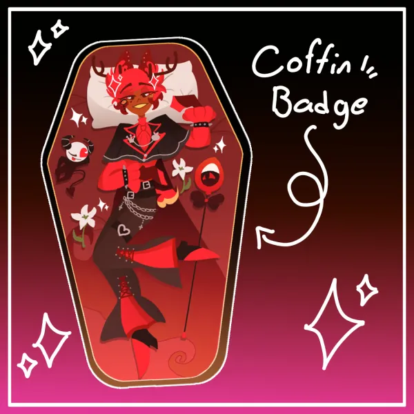 Hazbin Hotel | Alastor Halloween Coffin Badge