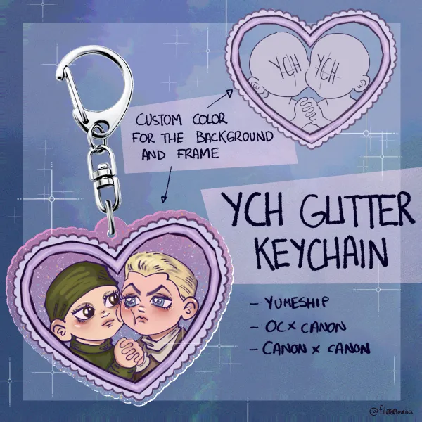 YCH Heart Glitter Keychain for couples