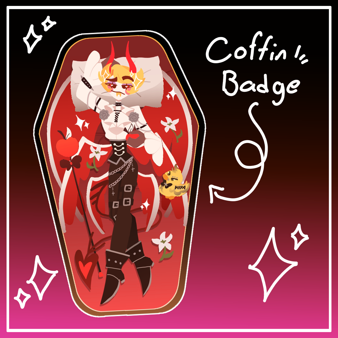 Hazbin Hotel | Lucifer Halloween Coffin Badge