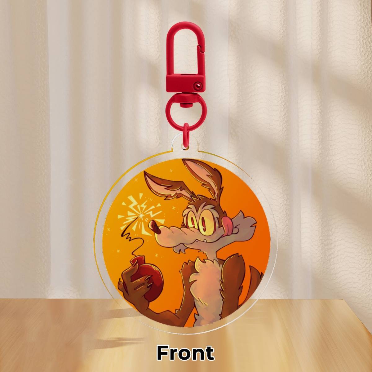 Coyote Round Keychain