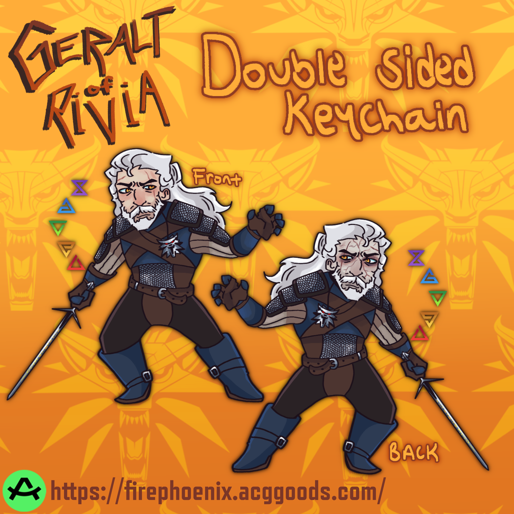 Geralt of Rivia Double Sided Keychain - TW3