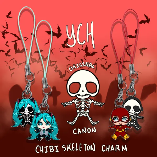 Chibi Skeleton Charm YCH