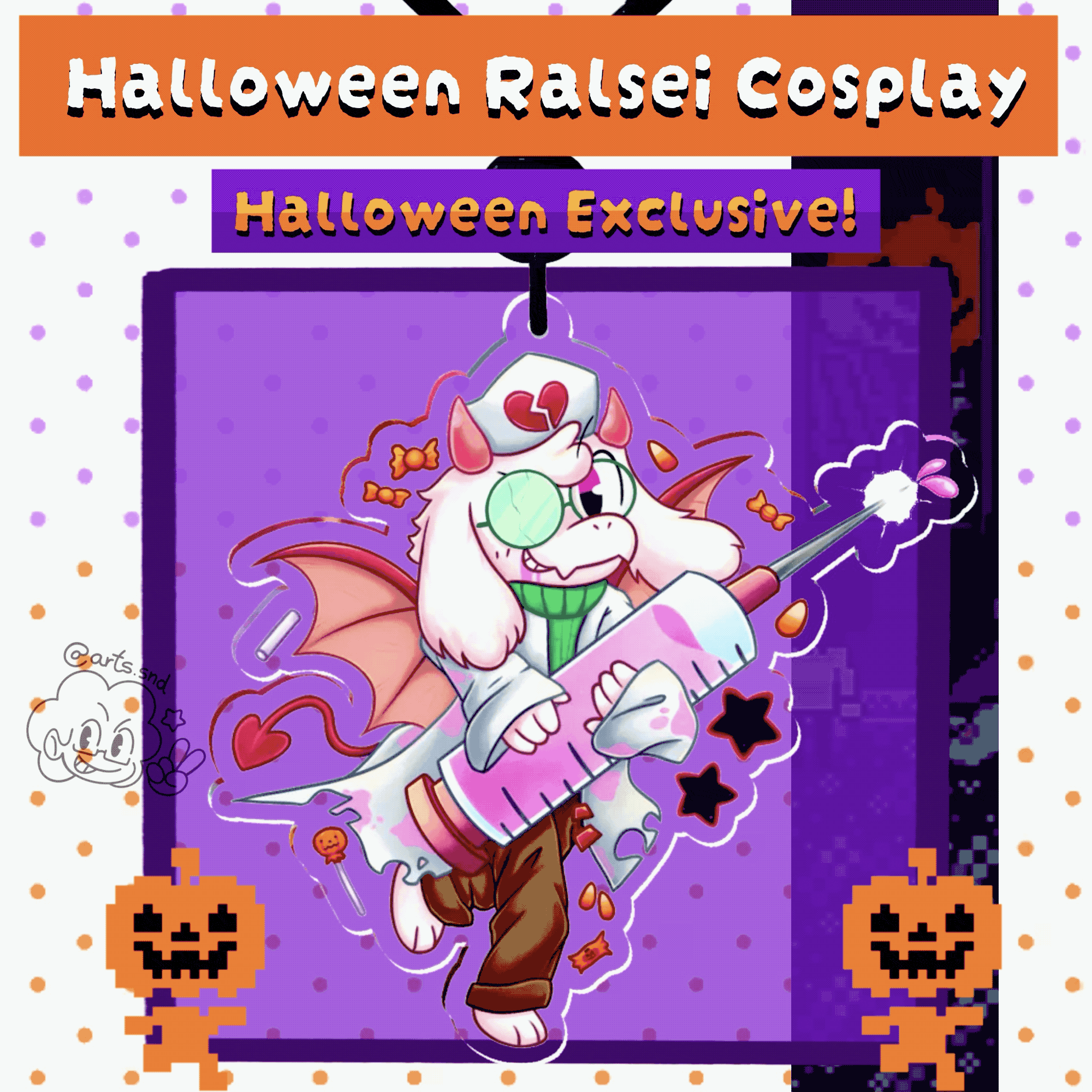 Halloween Ralsei Clear Acrylic Keychain | Deltarune Fanart