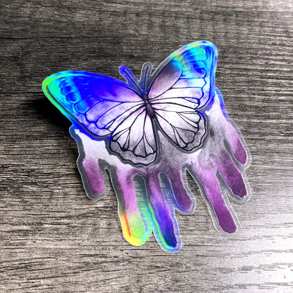 Pride Butterfly | Clear Holo Sticker