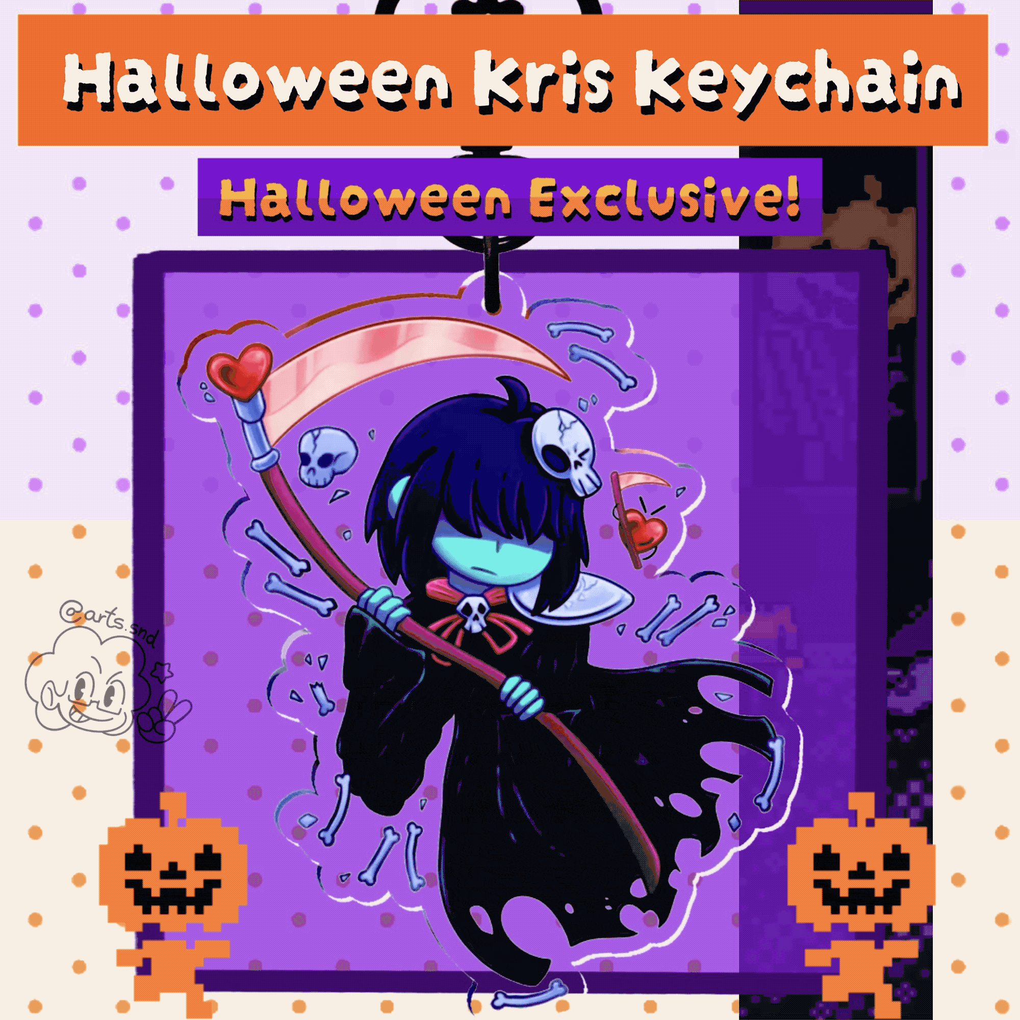 Halloween Kris Clear Acrylic Keychain | Deltarune Fanart