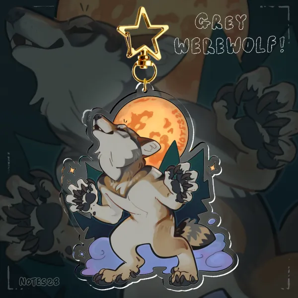Grey Werewolf Acrylic Keychain