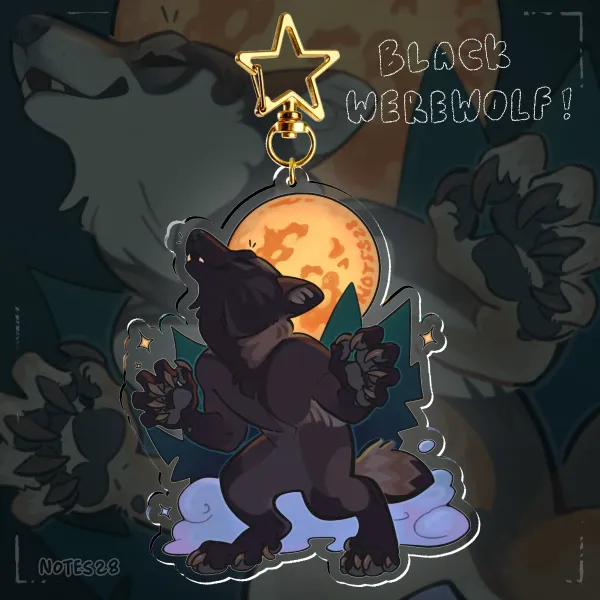 Melanistic Werewolf Acrylic Keychain