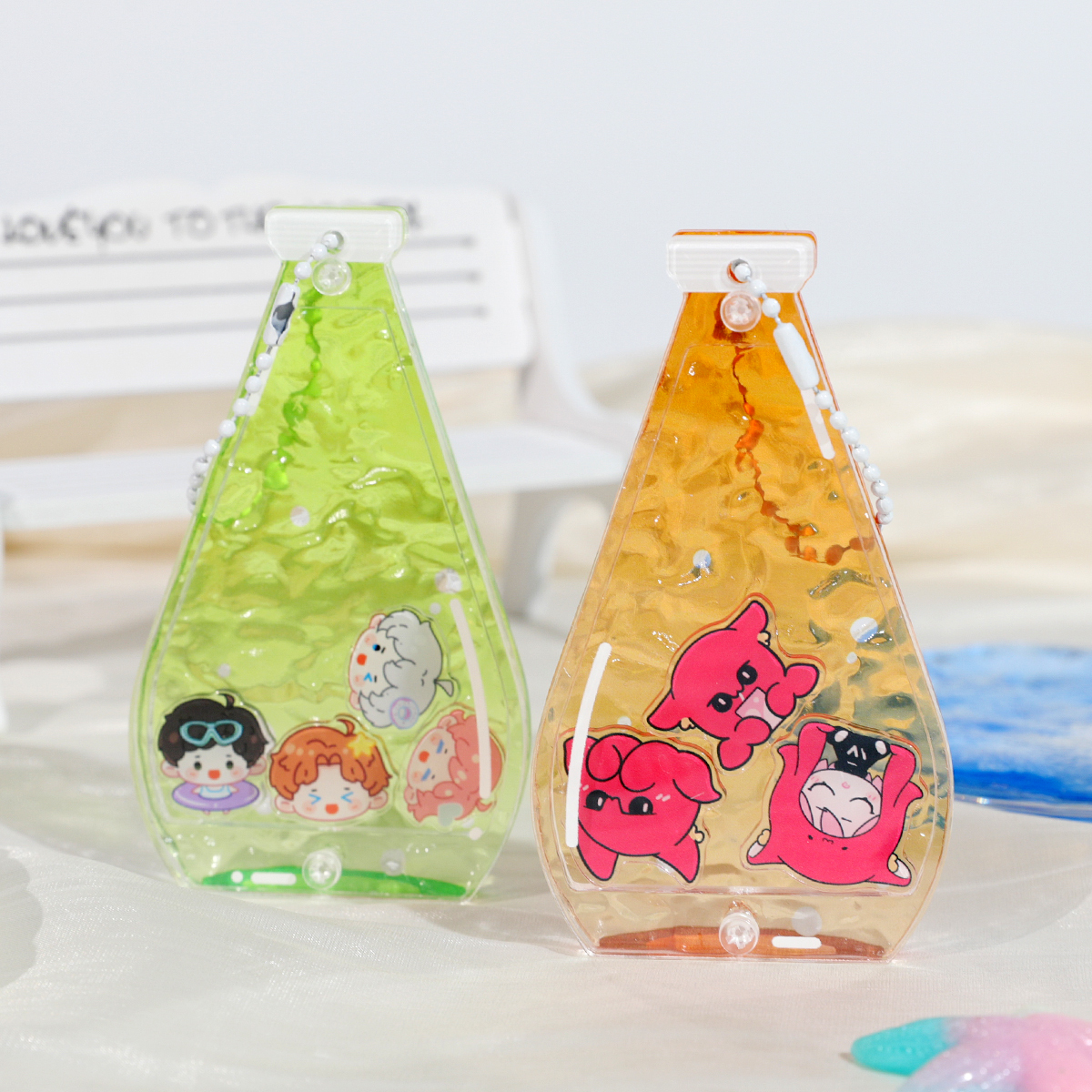 Custom Soda Bottle Ripple Acrylic Shaker Pendant