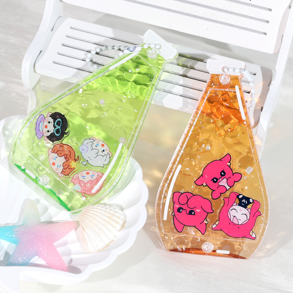 Custom Soda Bottle Ripple Acrylic Shaker Pendant