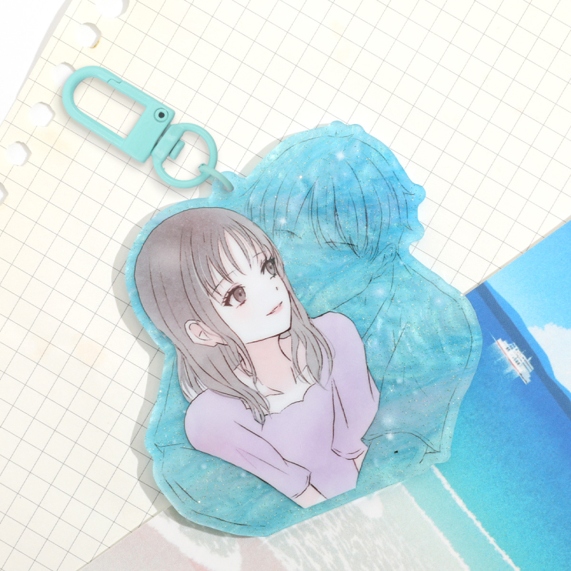 Custom Blue Pearl Acrylic Keychains