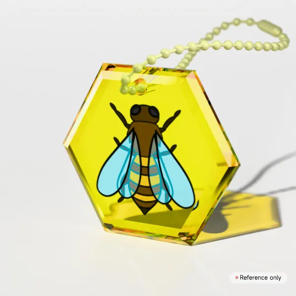 Bee Hexagon Gemstone Keychain