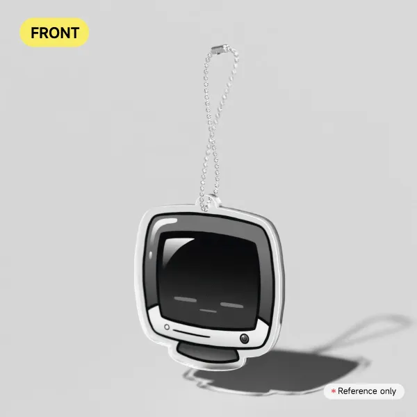 Kawaii Black Glossy Monitor Clear Acrylic Keychain