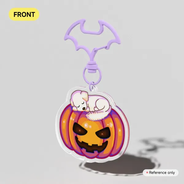 puppy on pumpkin keychain