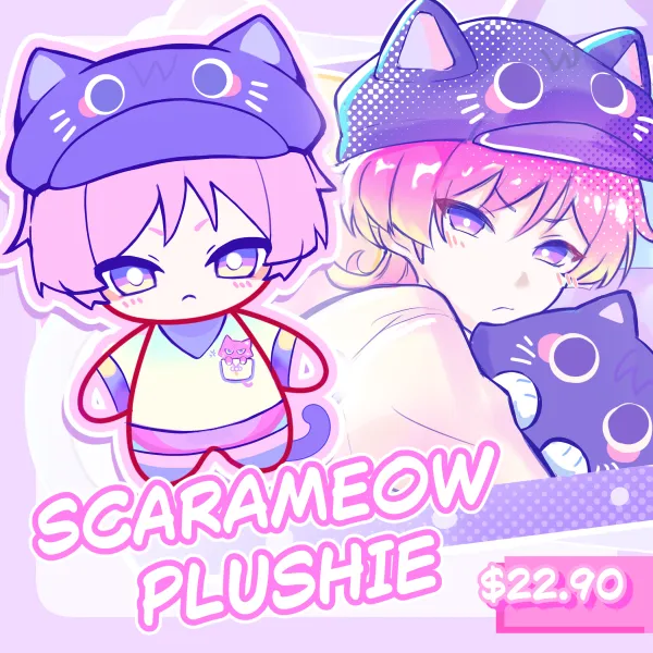 Pink Scarameow Plush Doll Keychain