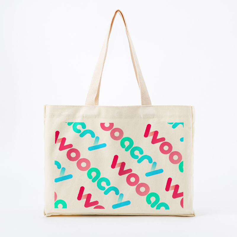 Custom Vertical Part-print Canvas Tote Bags
