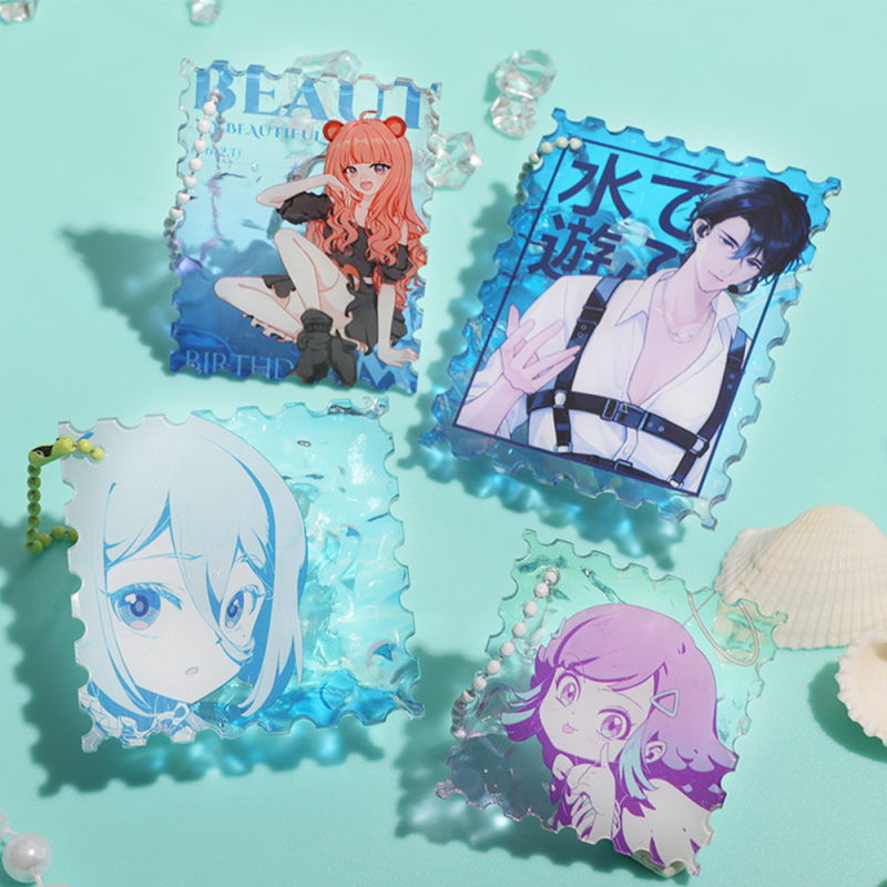 Custom Ripple Acrylic Stamp Keychains